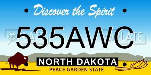 535AWC North Dakota License Plate
