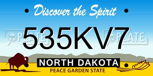 535KV7 North Dakota License Plate