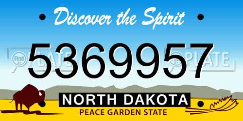 5369957 North Dakota License Plate