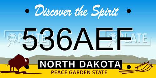 536AEF North Dakota License Plate