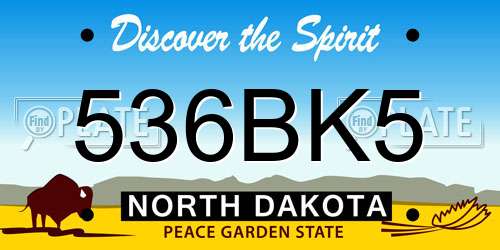 536BK5 North Dakota License Plate