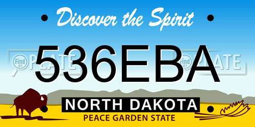 536EBA North Dakota License Plate