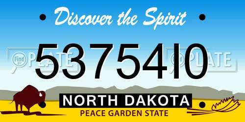 53754I0 North Dakota License Plate