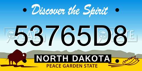 53765D8 North Dakota License Plate