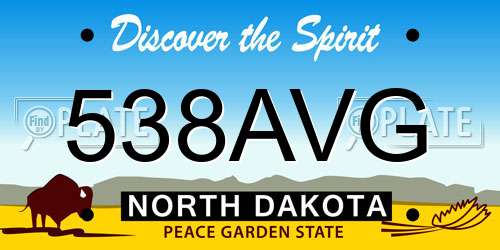 538AVG North Dakota License Plate