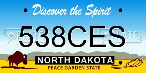 538CES North Dakota License Plate