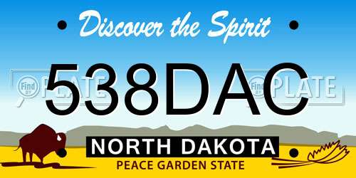 538DAC North Dakota License Plate