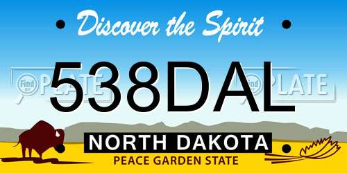 538DAL North Dakota License Plate