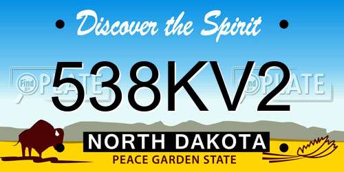 538KV2 North Dakota License Plate