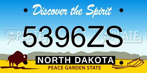 5396ZS North Dakota License Plate