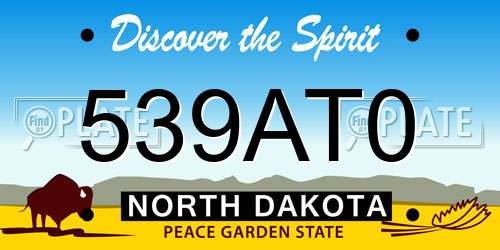 539AT0 North Dakota License Plate