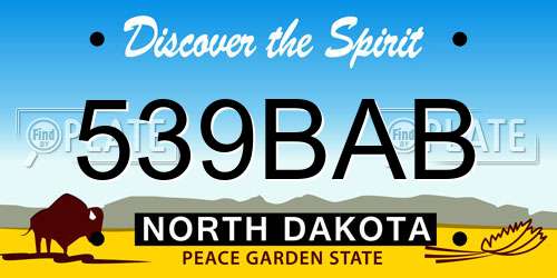 539BAB North Dakota License Plate