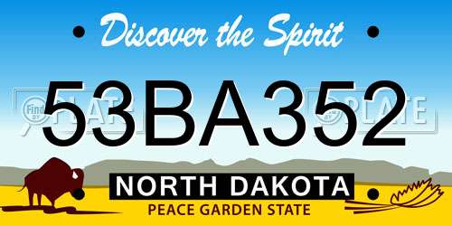 53BA352 North Dakota License Plate