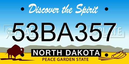 53BA357 North Dakota License Plate
