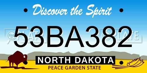 53BA382 North Dakota License Plate