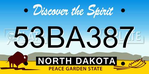 53BA387 North Dakota License Plate