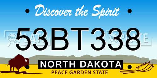 53BT338 North Dakota License Plate