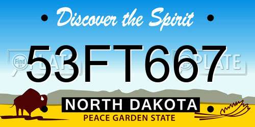 53FT667 North Dakota License Plate