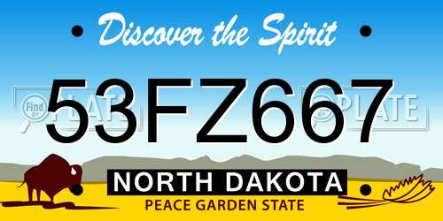 53FZ667 North Dakota License Plate