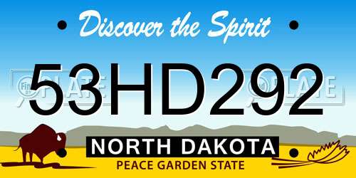 53HD292 North Dakota License Plate