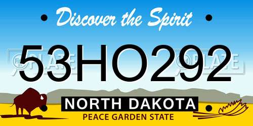 53HO292 North Dakota License Plate