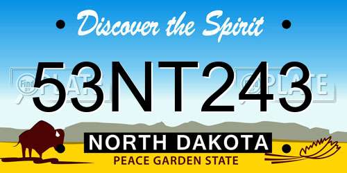 53NT243 North Dakota License Plate