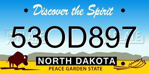 53OD897 North Dakota License Plate