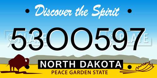 53OO597 North Dakota License Plate