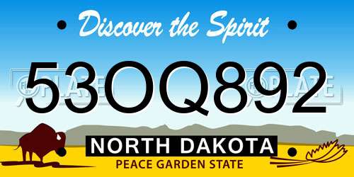 53OQ892 North Dakota License Plate