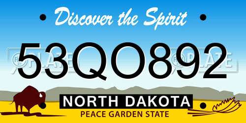 53QO892 North Dakota License Plate