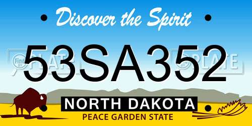 53SA352 North Dakota License Plate