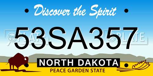 53SA357 North Dakota License Plate