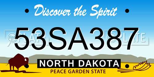 53SA387 North Dakota License Plate