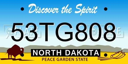 53TG808 North Dakota License Plate