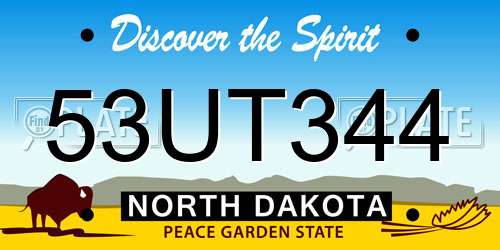 53UT344 North Dakota License Plate