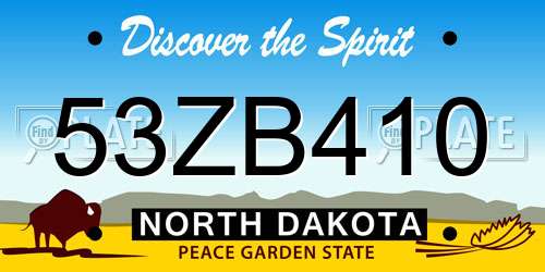 53ZB410 North Dakota License Plate