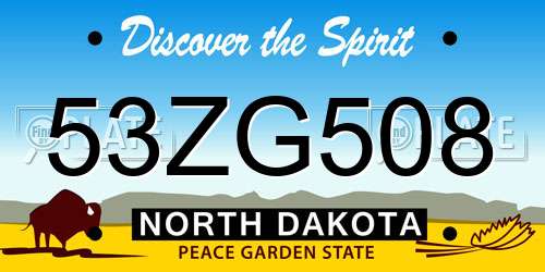 53ZG508 North Dakota License Plate