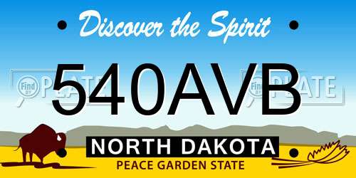 540AVB North Dakota License Plate