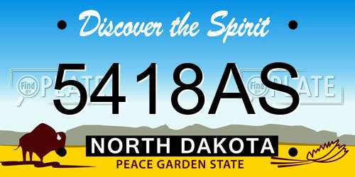 5418AS North Dakota License Plate