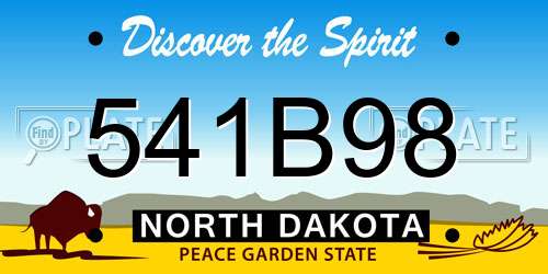 541B98 North Dakota License Plate