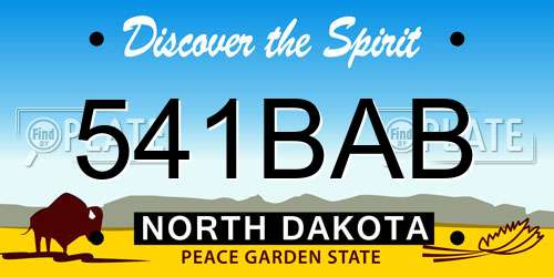 541BAB North Dakota License Plate