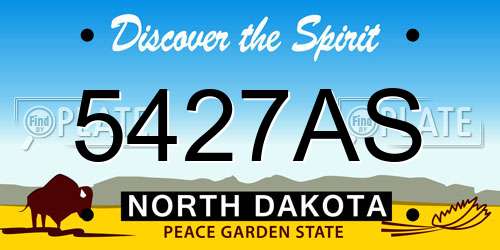 5427AS North Dakota License Plate