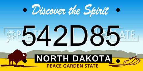 542D85 North Dakota License Plate