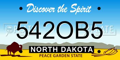 542OB5 North Dakota License Plate