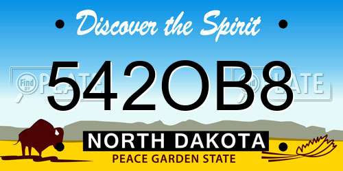 542OB8 North Dakota License Plate