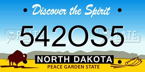 542OS5 North Dakota License Plate