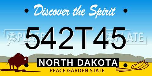 542T45 North Dakota License Plate