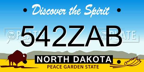 542ZAB North Dakota License Plate