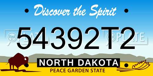 54392T2 North Dakota License Plate