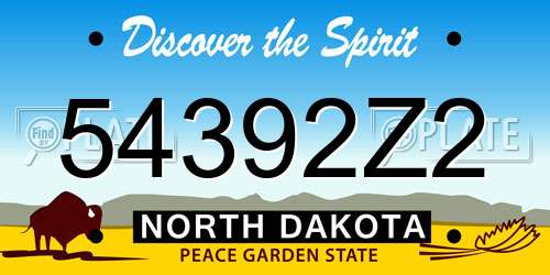 54392Z2 North Dakota License Plate